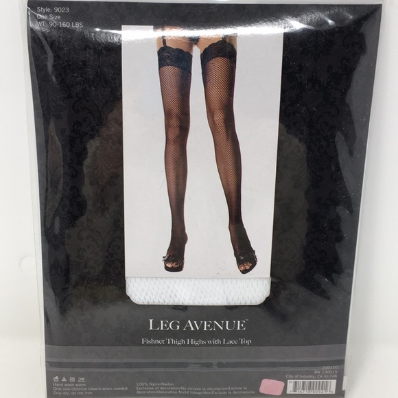 LEG AVENUE WHITE FISH NET THIGH HIGHS - Picture 2 of 3